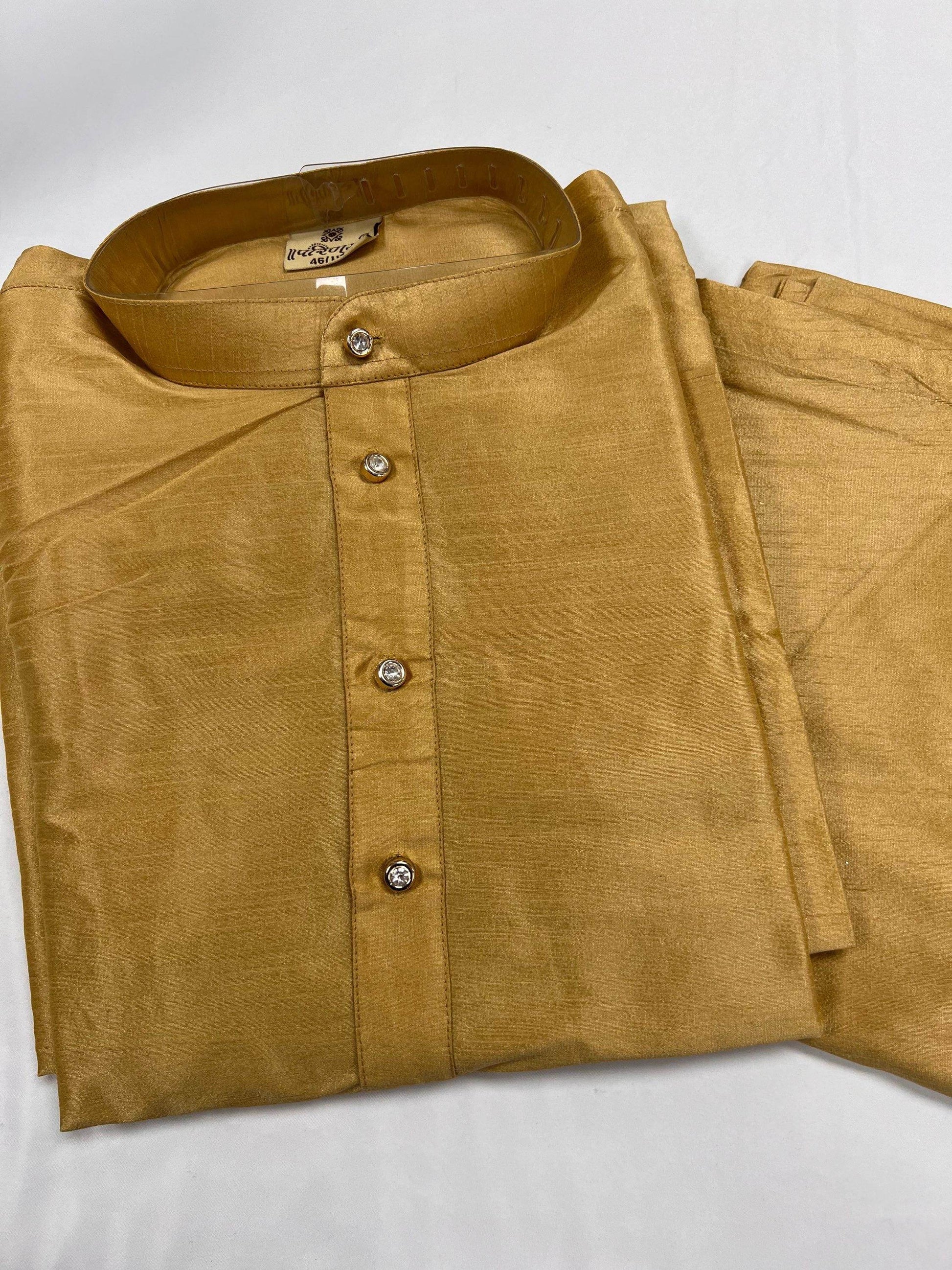 Gold kurta pajaama set - Kurti Connection USA