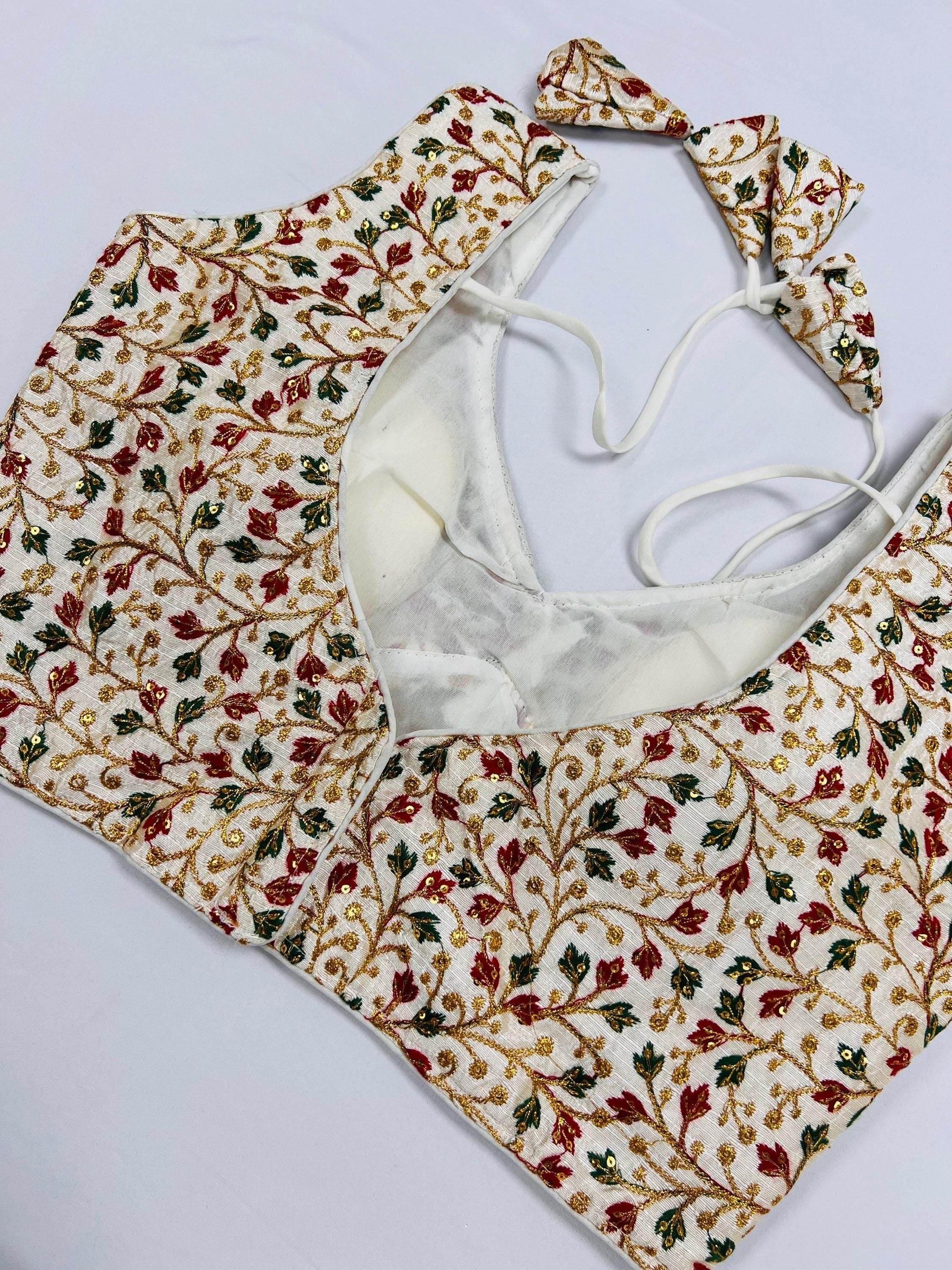 Off white silk blouse : sleeves available - Kurti Connection USA