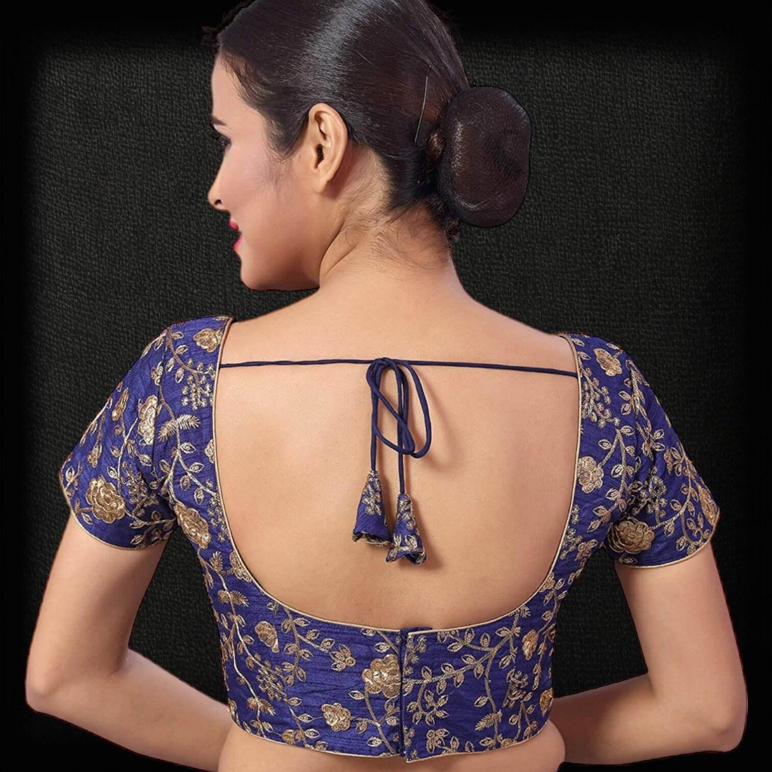 9102 embroidered raw silk blouse | readymade saree blouse - Kurti Connection USA