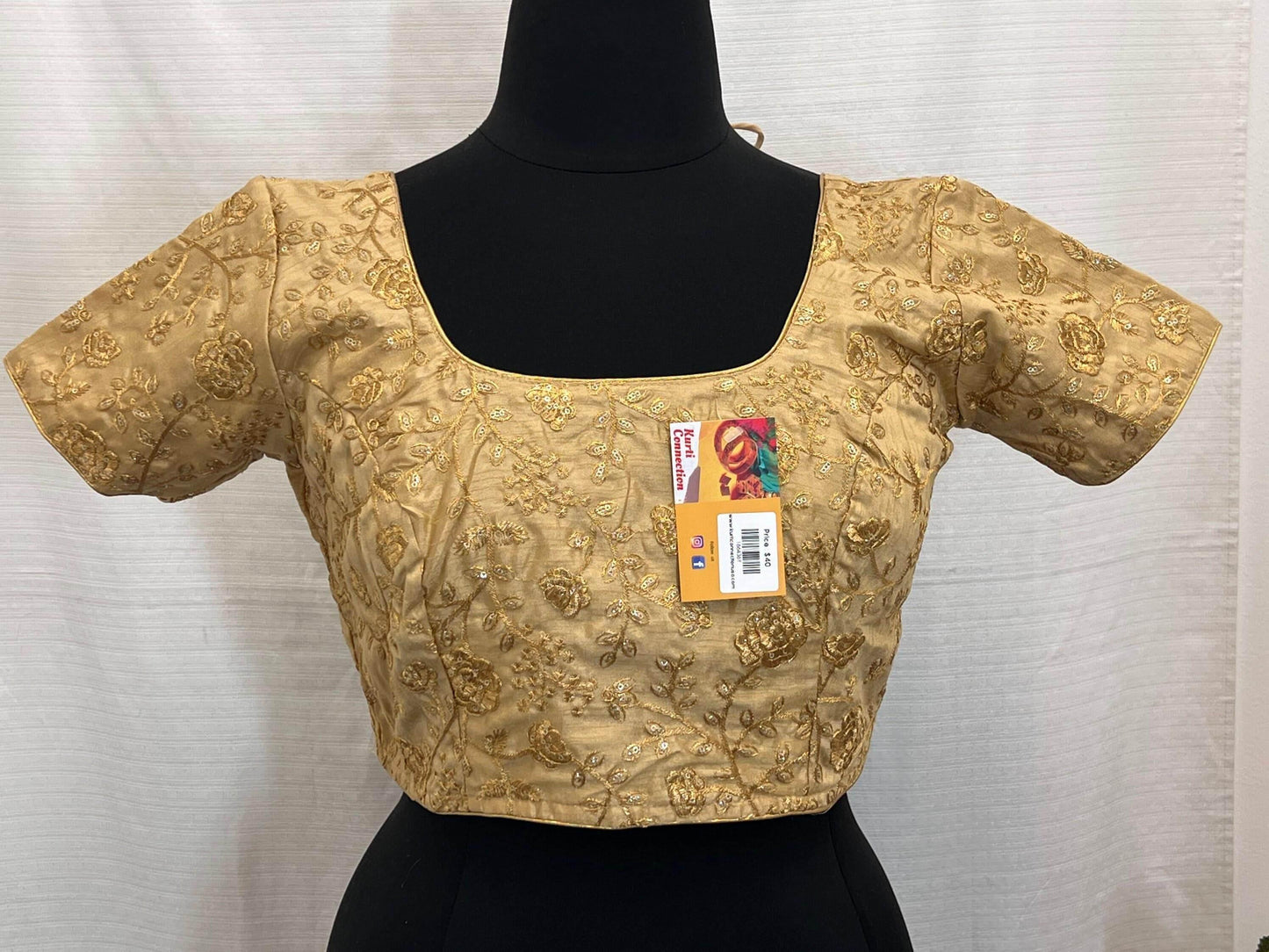 9102 embroidered raw silk blouse | readymade saree blouse - Kurti Connection USA