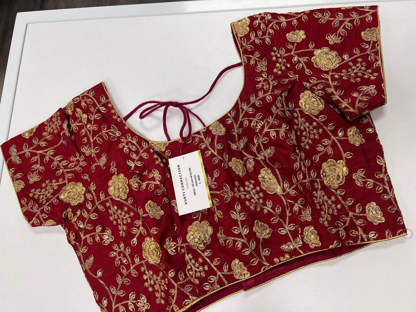 9102 embroidered raw silk blouse | readymade saree blouse - Kurti Connection USA
