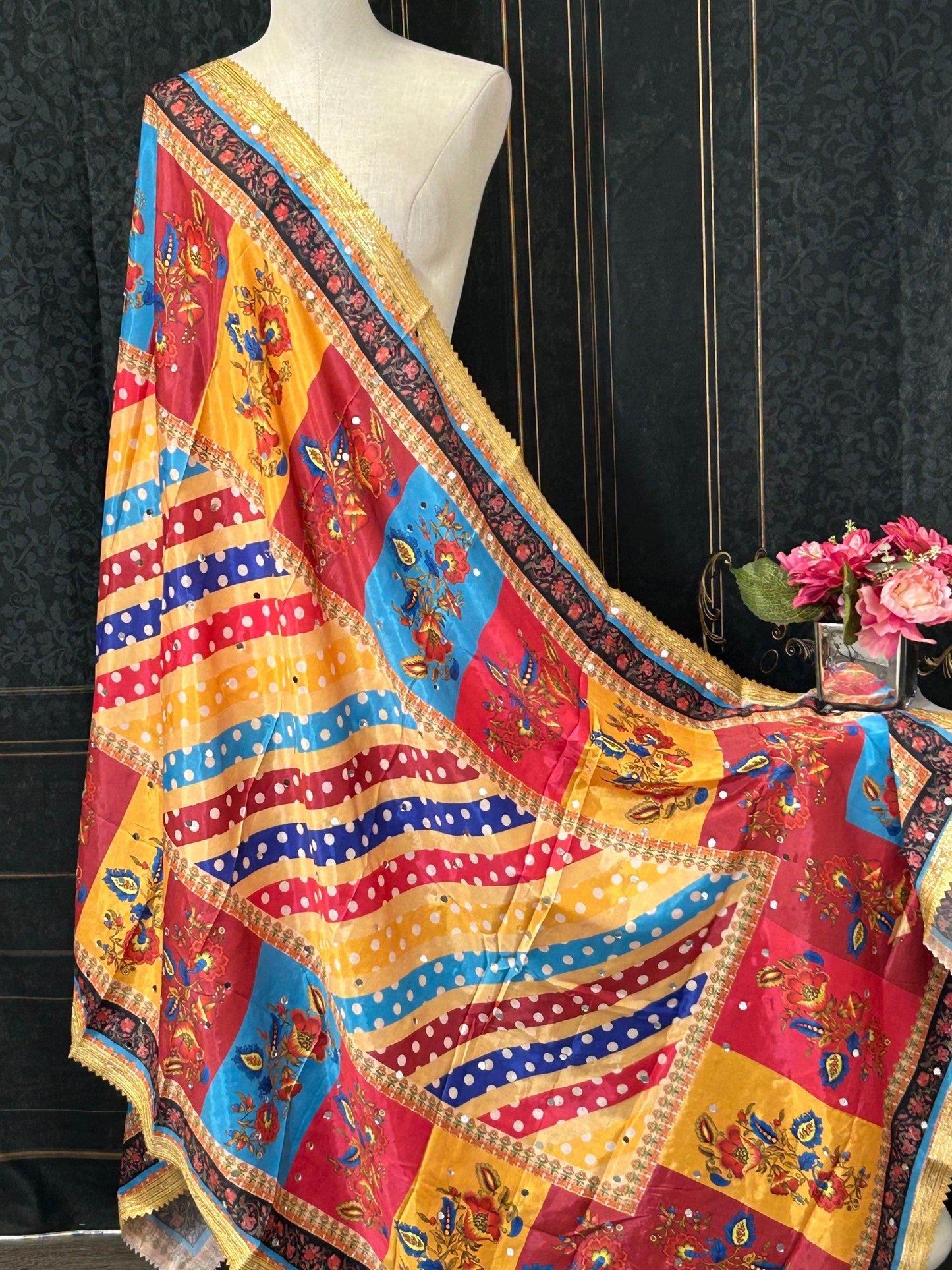 Multicolored Pakistani Dupatta - Kurti Connection USA