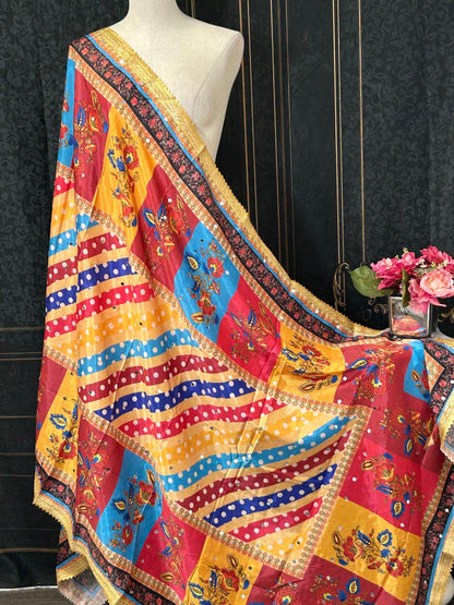 Multicolored Pakistani Dupatta - Kurti Connection USA