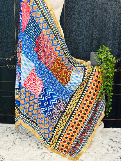 Multi color mirror work dupatta - Kurti Connection USA