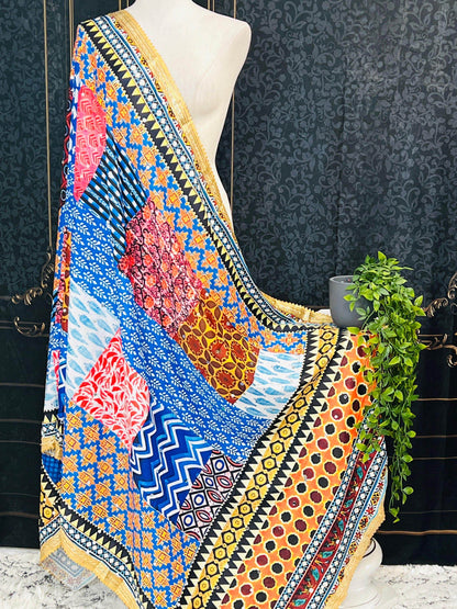 Multi color mirror work dupatta - Kurti Connection USA