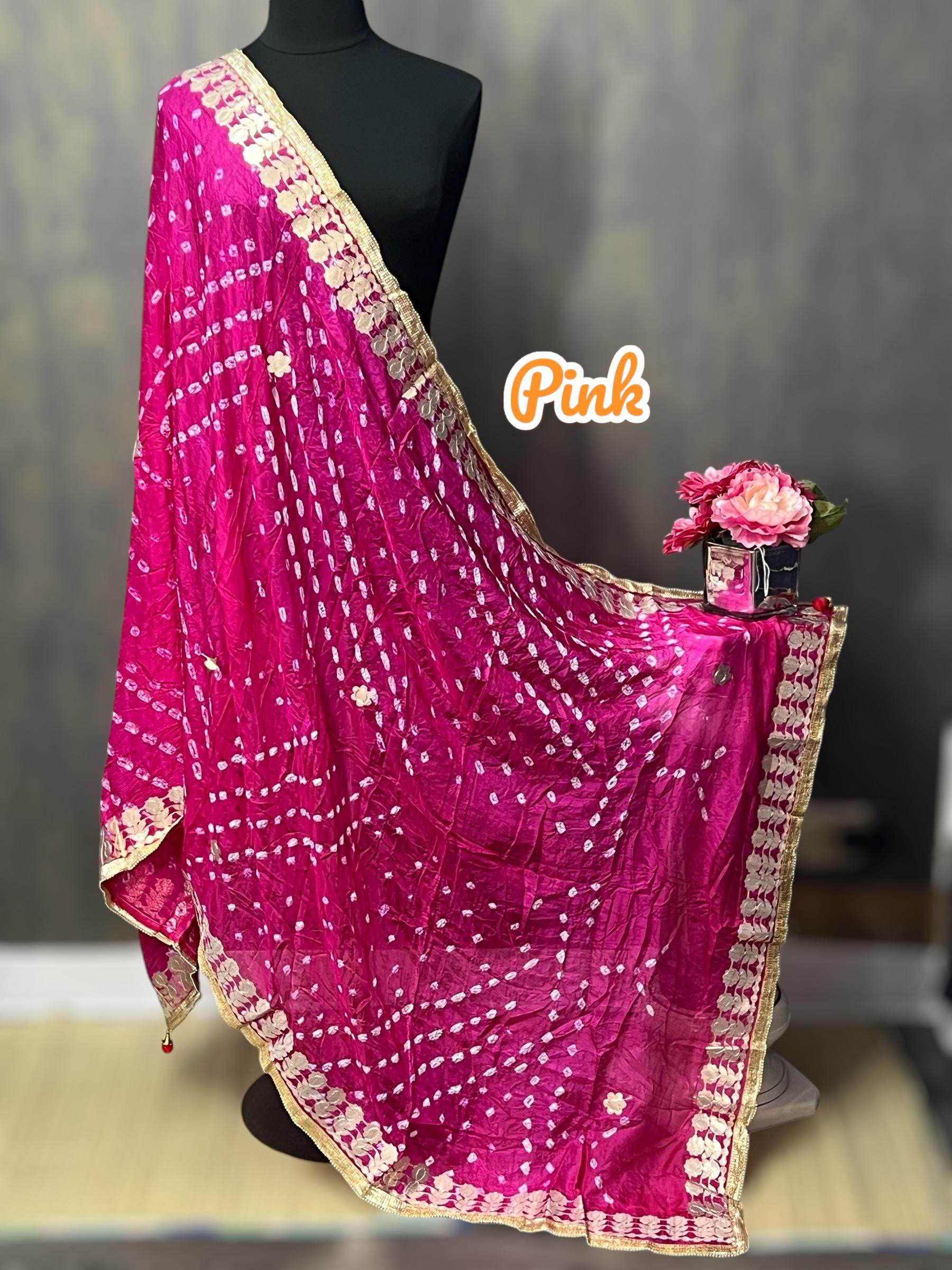 Bandhani dupattas with gota patti work - Kurti Connection USA