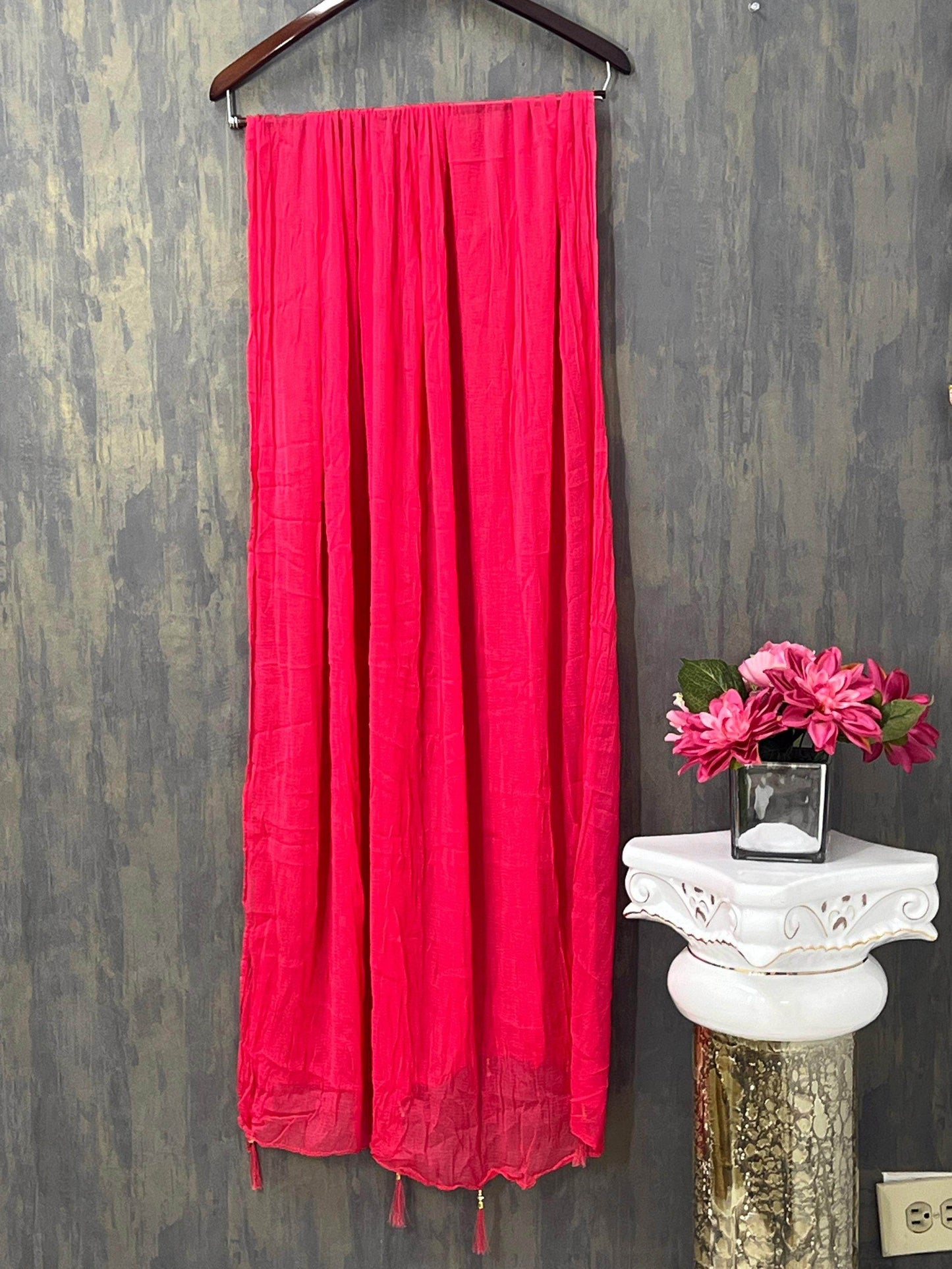 Chiffon dupatta | tomato red color dupatta - Kurti Connection USA