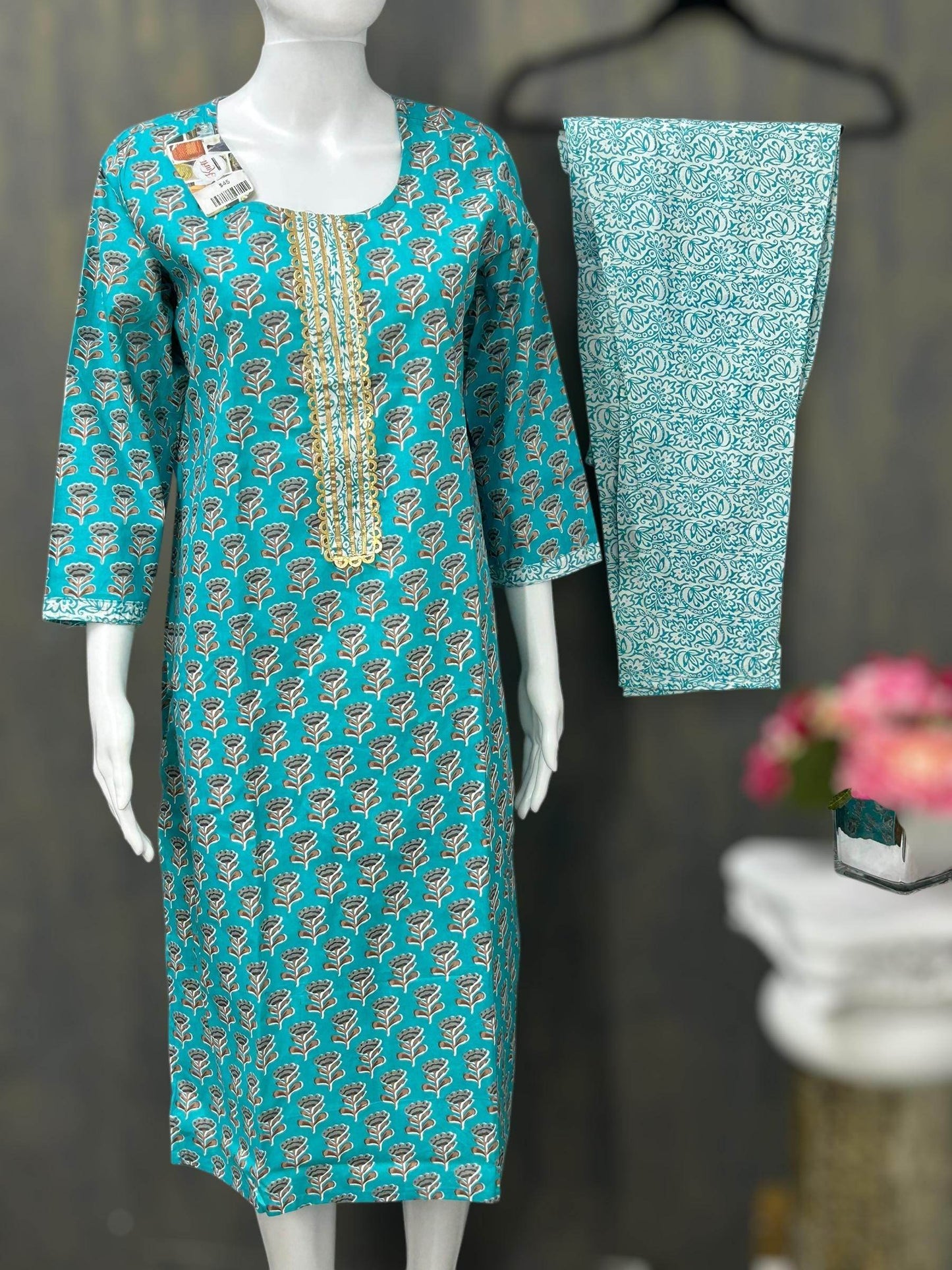 Pure cotton Kurti Pant set - Kurti Connection USA