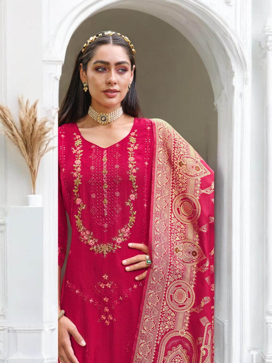 Linen silk Kurti set with banarasi dupatta - Kurti Connection USA