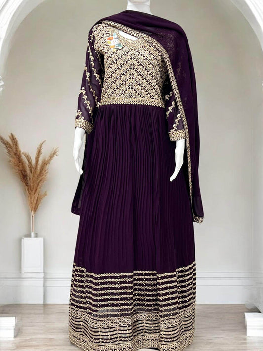 Heavy embroidery work long Kurti - Kurti Connection USA