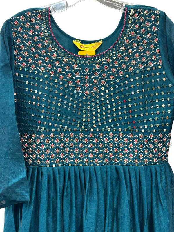 Silk long kurti - Kurti Connection USA