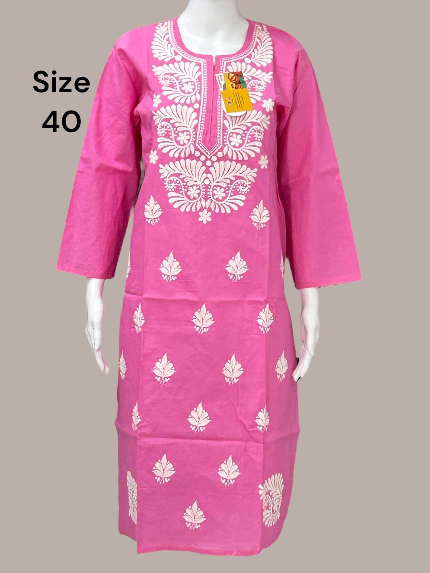 Cotton chikankari kurti - Kurti Connection USA