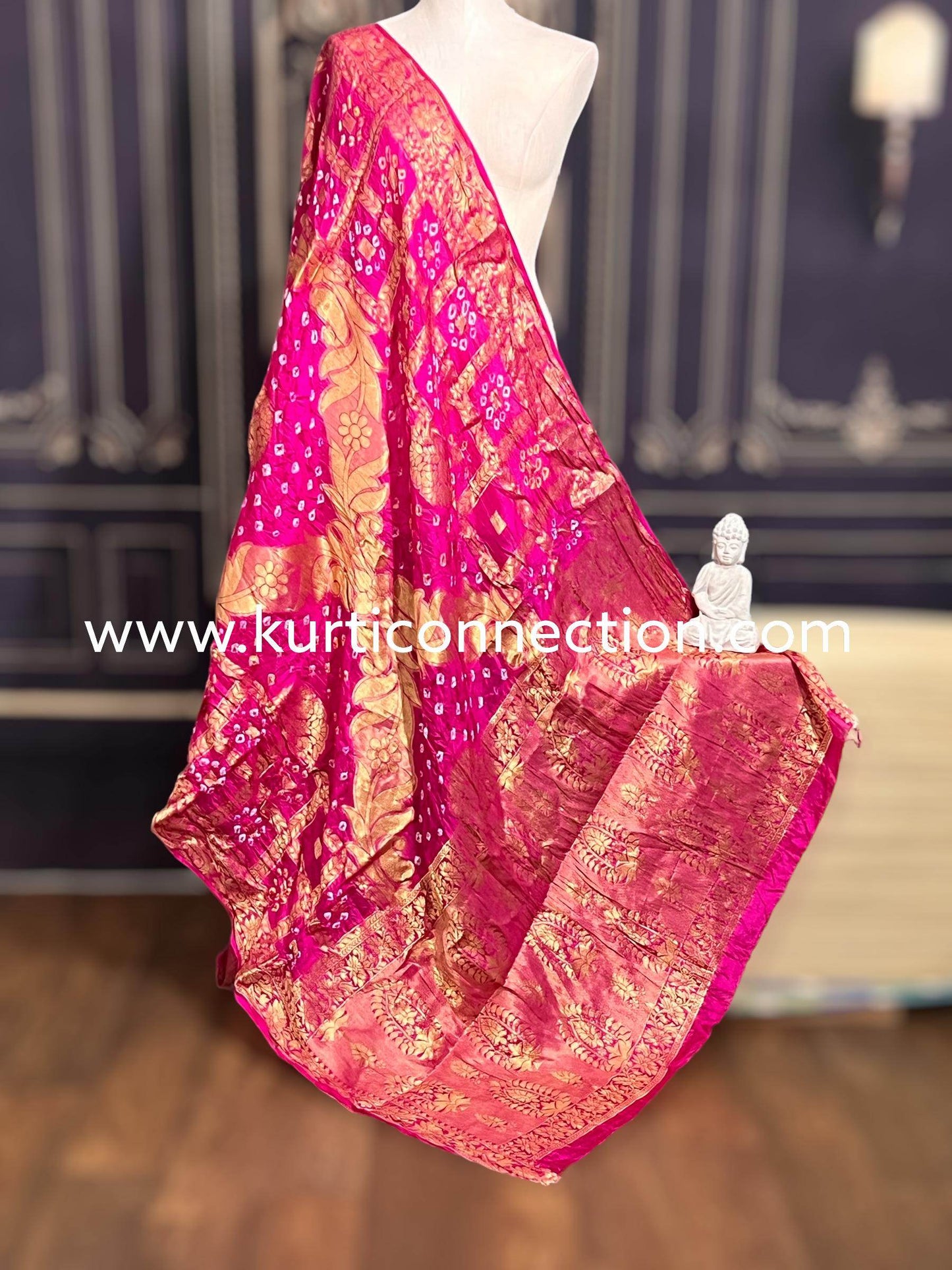 Banarsi silk bandhani dupatta - Kurti Connection USA