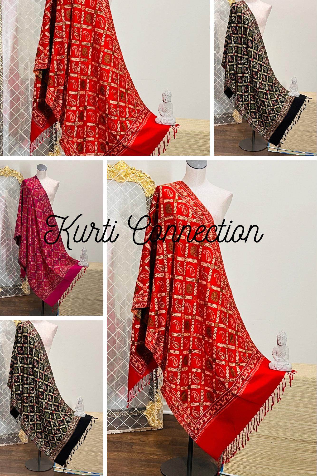 Pashmina shawl, woolen stole for women , woolen shawl, dupatta - Kurti Connection USA