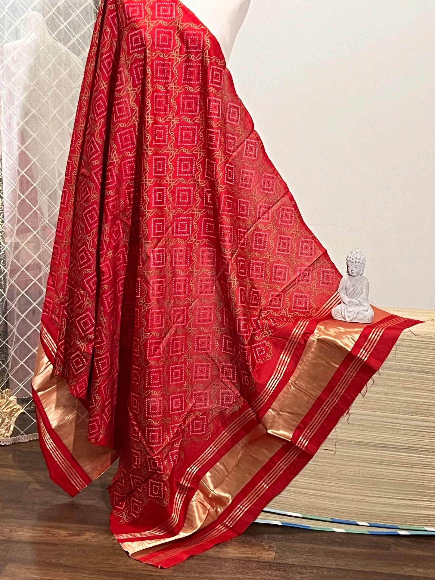 Bandhani print dupatta, cotton silk dupatta with bandhani print - Kurti Connection USA
