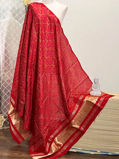 Bandhani print dupatta, cotton silk dupatta with bandhani print - Kurti Connection USA