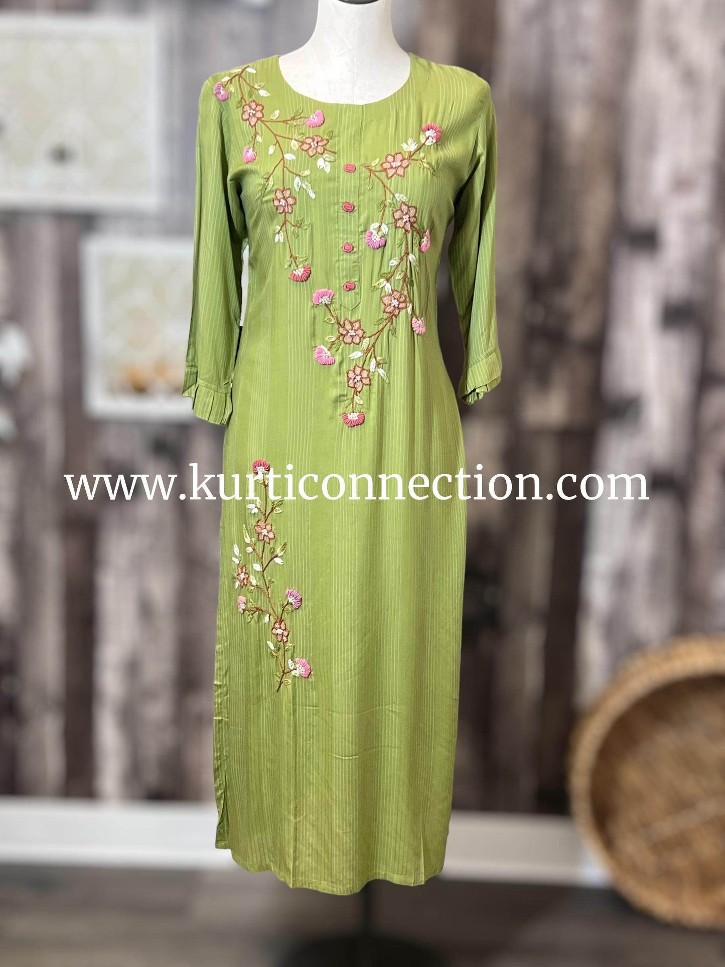 Embroidered cotton kurti - Kurti Connection USA
