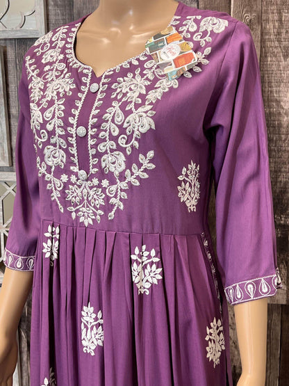 Violet : Chikankari kurti - Kurti Connection USA