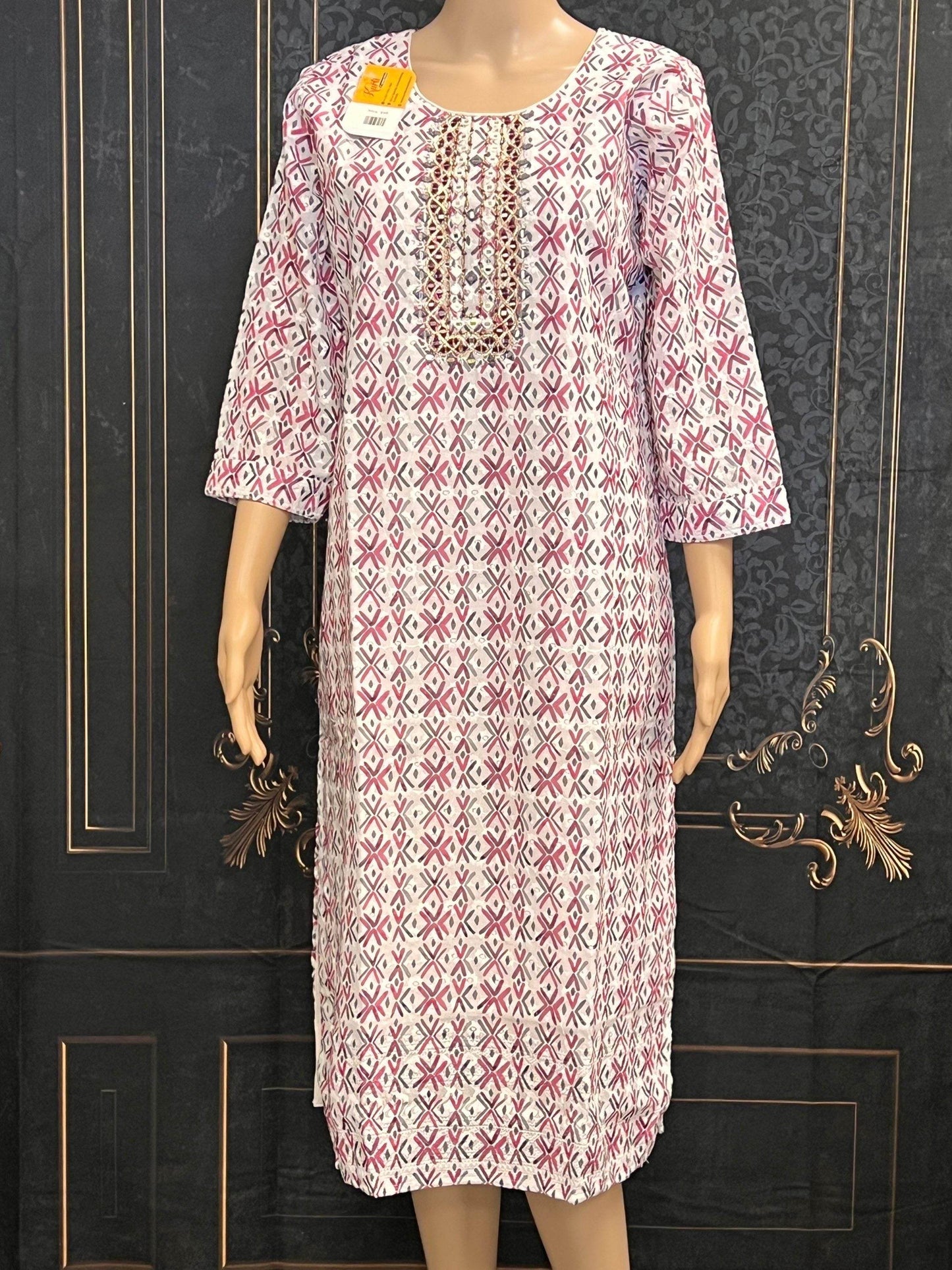 Cotton chikankari kurti - Kurti Connection USA