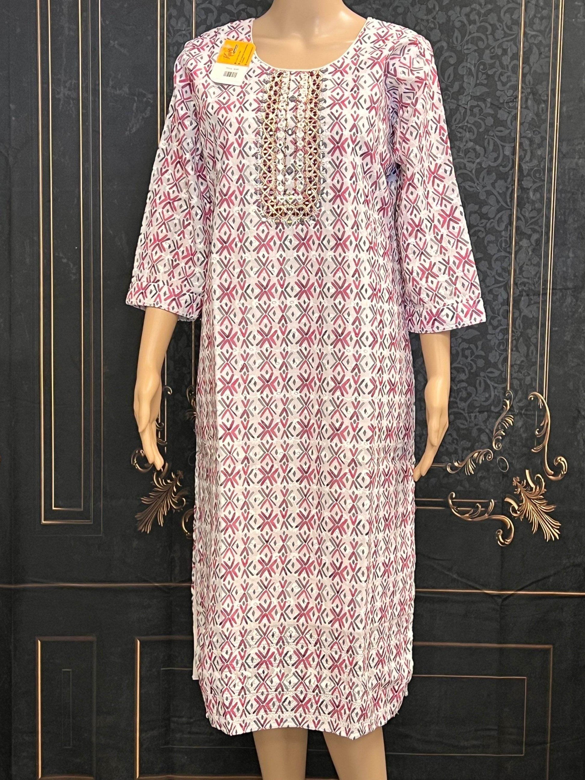 Cotton chikankari kurti - Kurti Connection USA