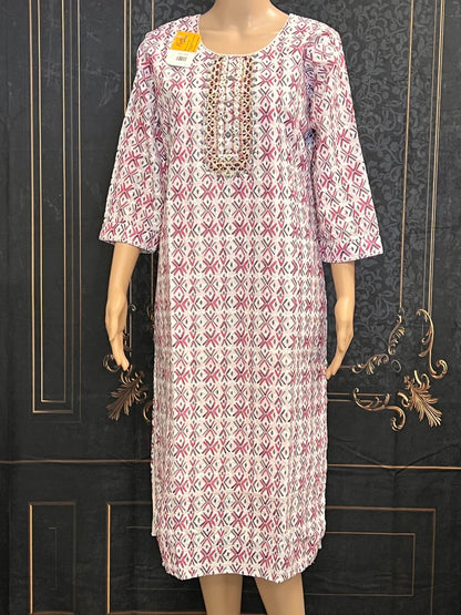 Cotton chikankari kurti - Kurti Connection USA