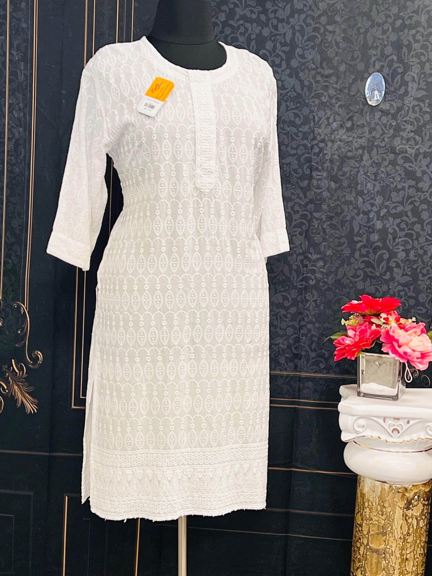 Rayon Chikankari kurti - Kurti Connection USA