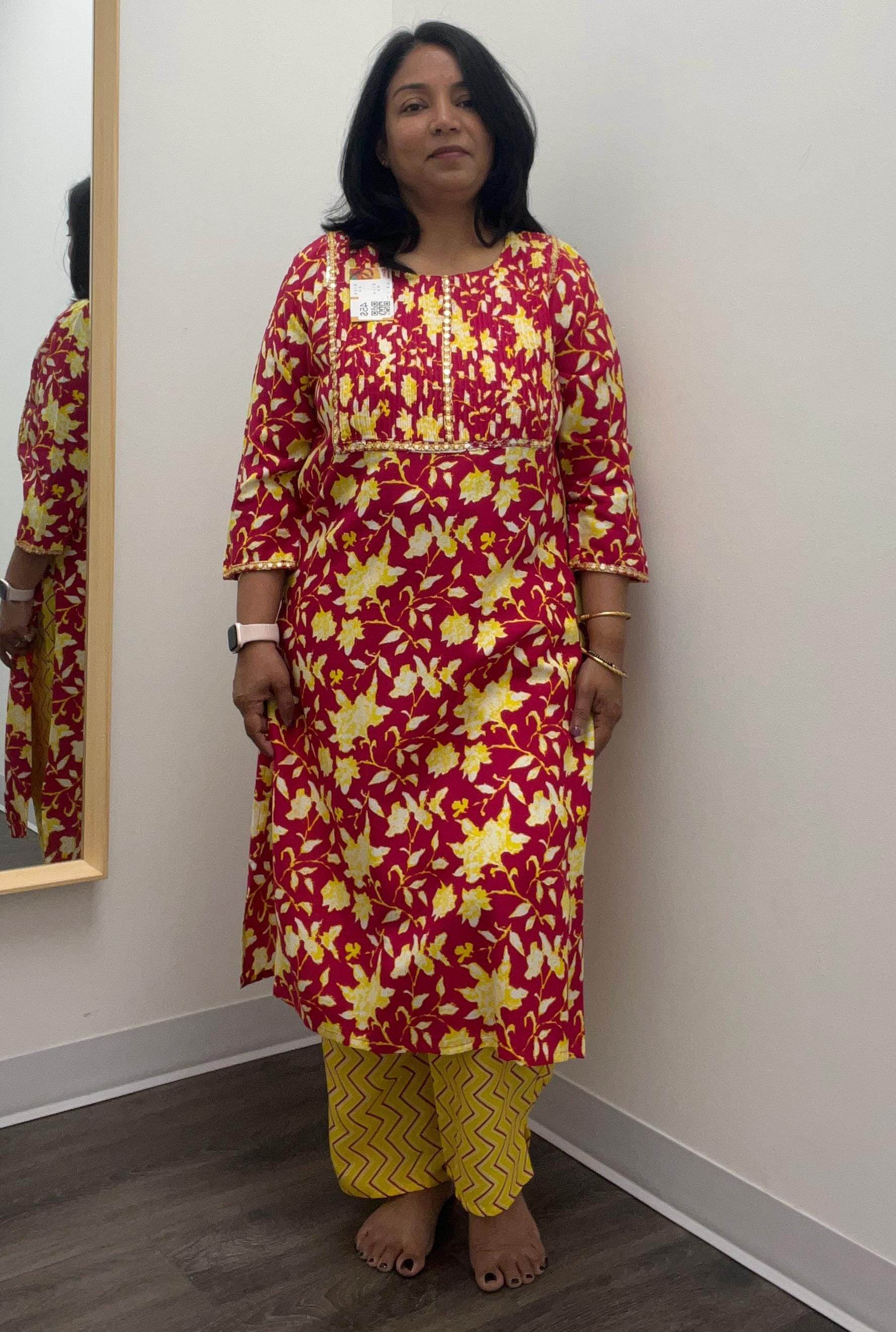 Pure cotton kurti pant set - Kurti Connection USA