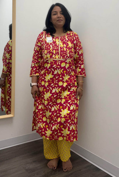 Pure cotton kurti pant set - Kurti Connection USA