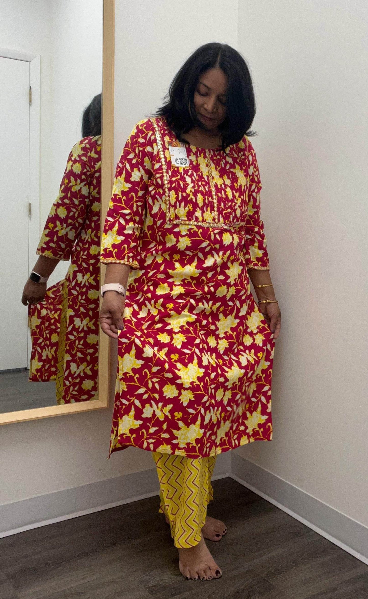 Pure cotton kurti pant set - Kurti Connection USA