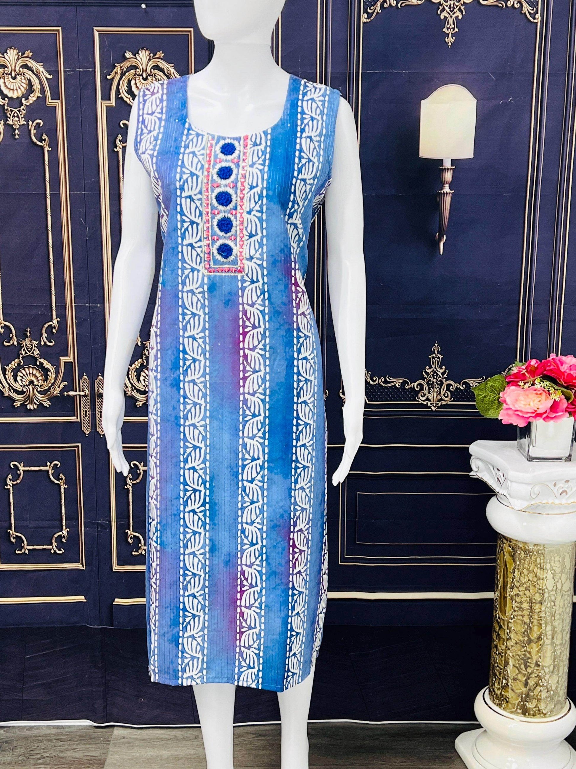 Batik print kurti with full lining - Kurti Connection USA