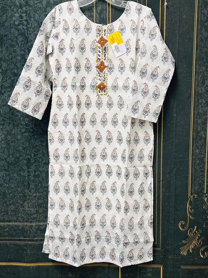 Kota cotton kurti | chikankari work | Block print kurti - Kurti Connection USA