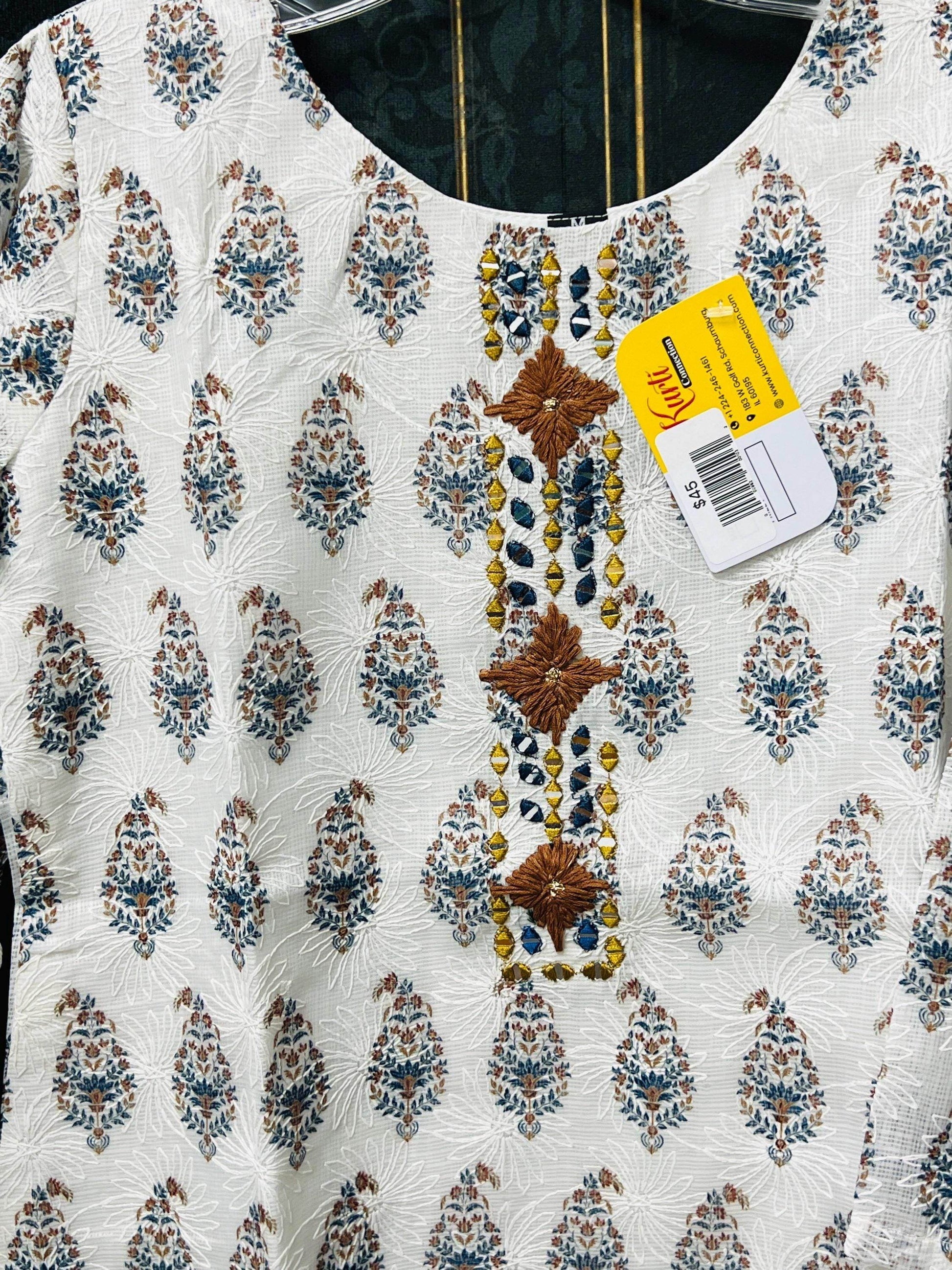 Kota cotton kurti | chikankari work | Block print kurti - Kurti Connection USA