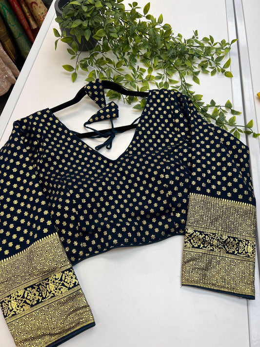 Chiffon Dark blue blouse by Kurti Connection USA