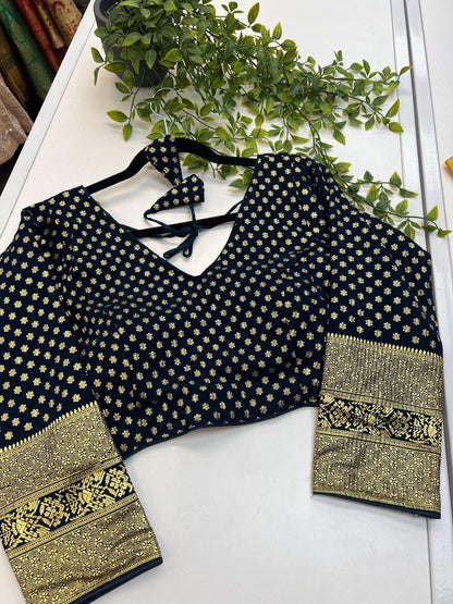 Chiffon Dark blue blouse by Kurti Connection USA