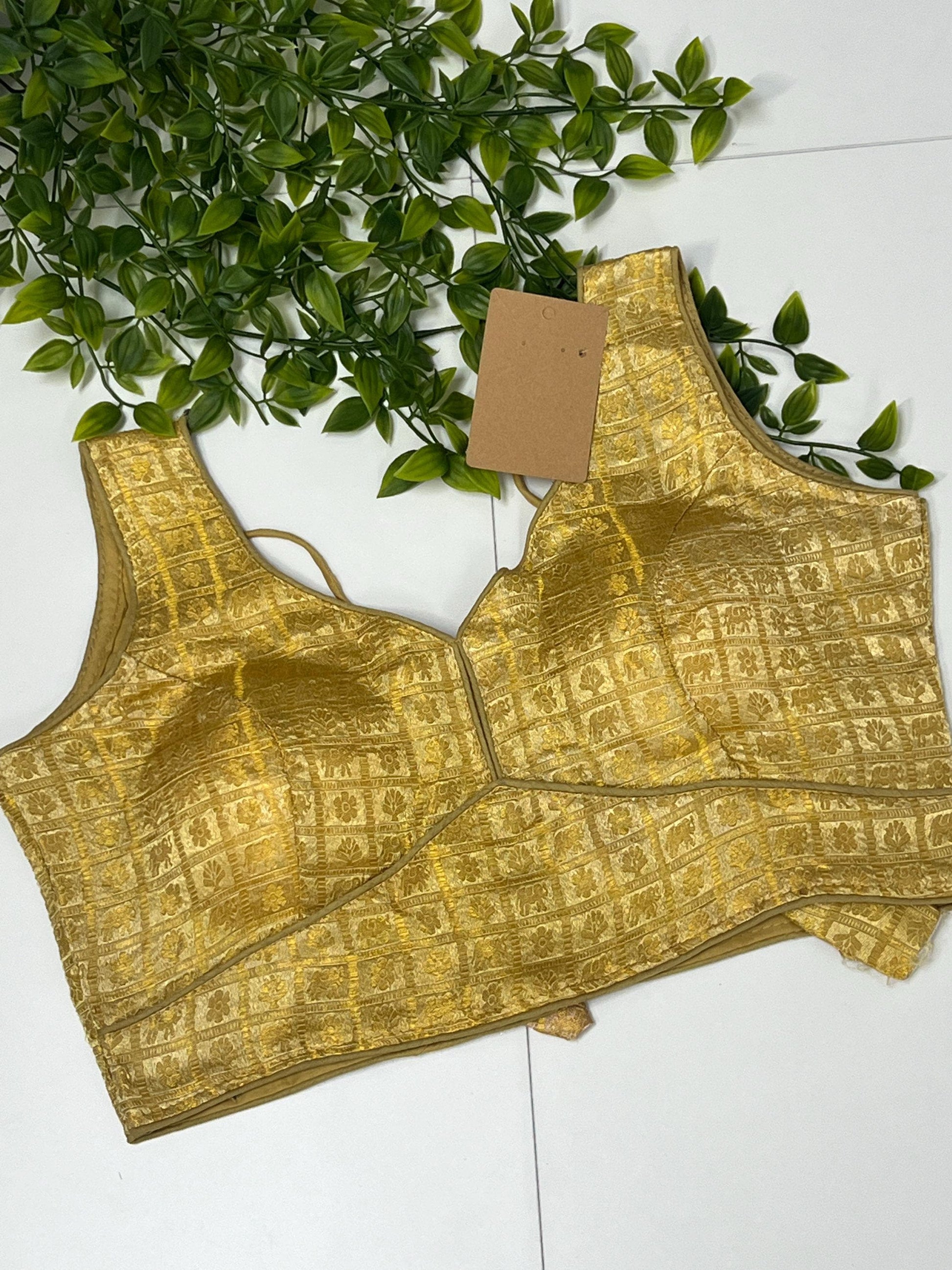 Golden blouse | Size 36 : sale - Kurti Connection USA