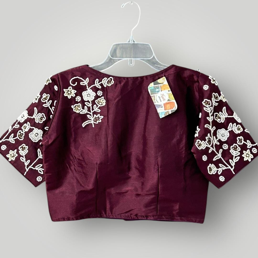 Silk Blouse | Pearl work - Kurti Connection USA