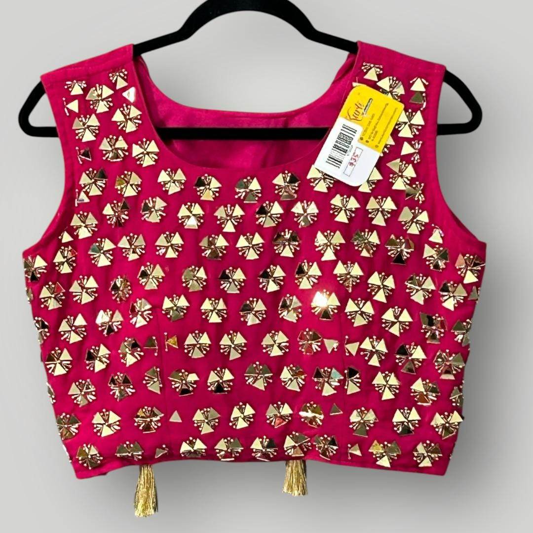 Mirror work Blouse with side zipper - Kurti Connection USA