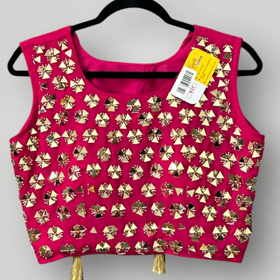 Mirror work Blouse with side zipper - Kurti Connection USA