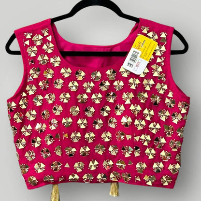 Mirror work Blouse with side zipper - Kurti Connection USA