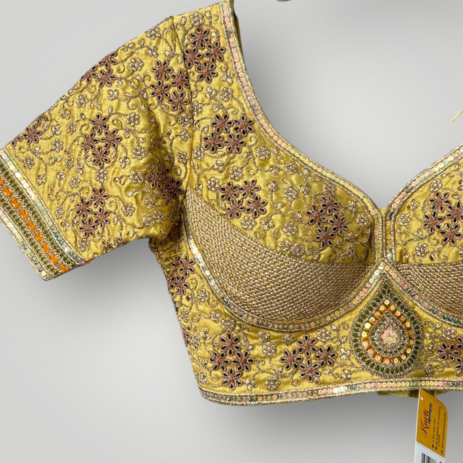 Golden Blouse | sabyasachi cut blouse - Kurti Connection USA
