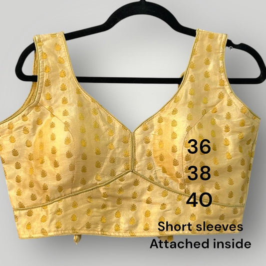 Sleeveless gold blouse - Kurti Connection USA