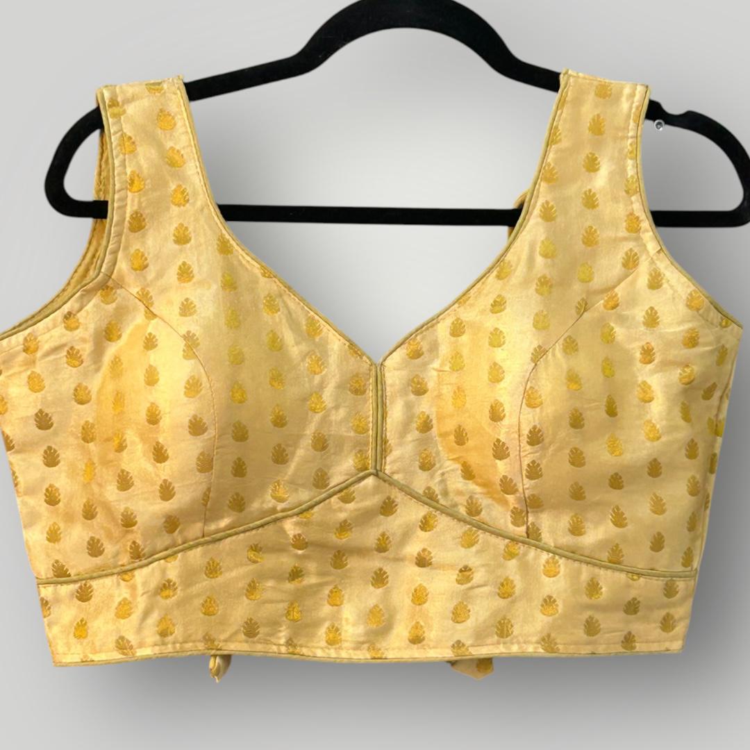 Sleeveless gold blouse - Kurti Connection USA