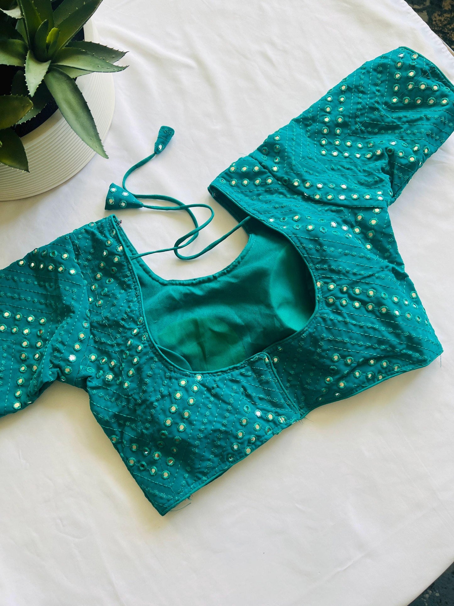 Foil mirror work blouse - Kurti Connection USA
