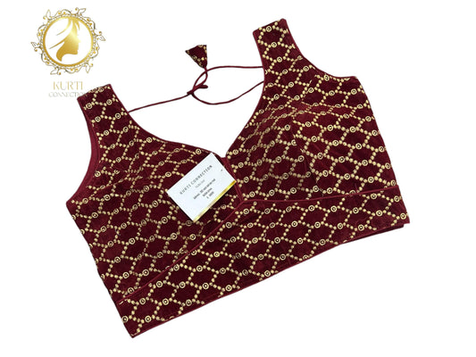Size 36 velvet blouse - Kurti Connection USA