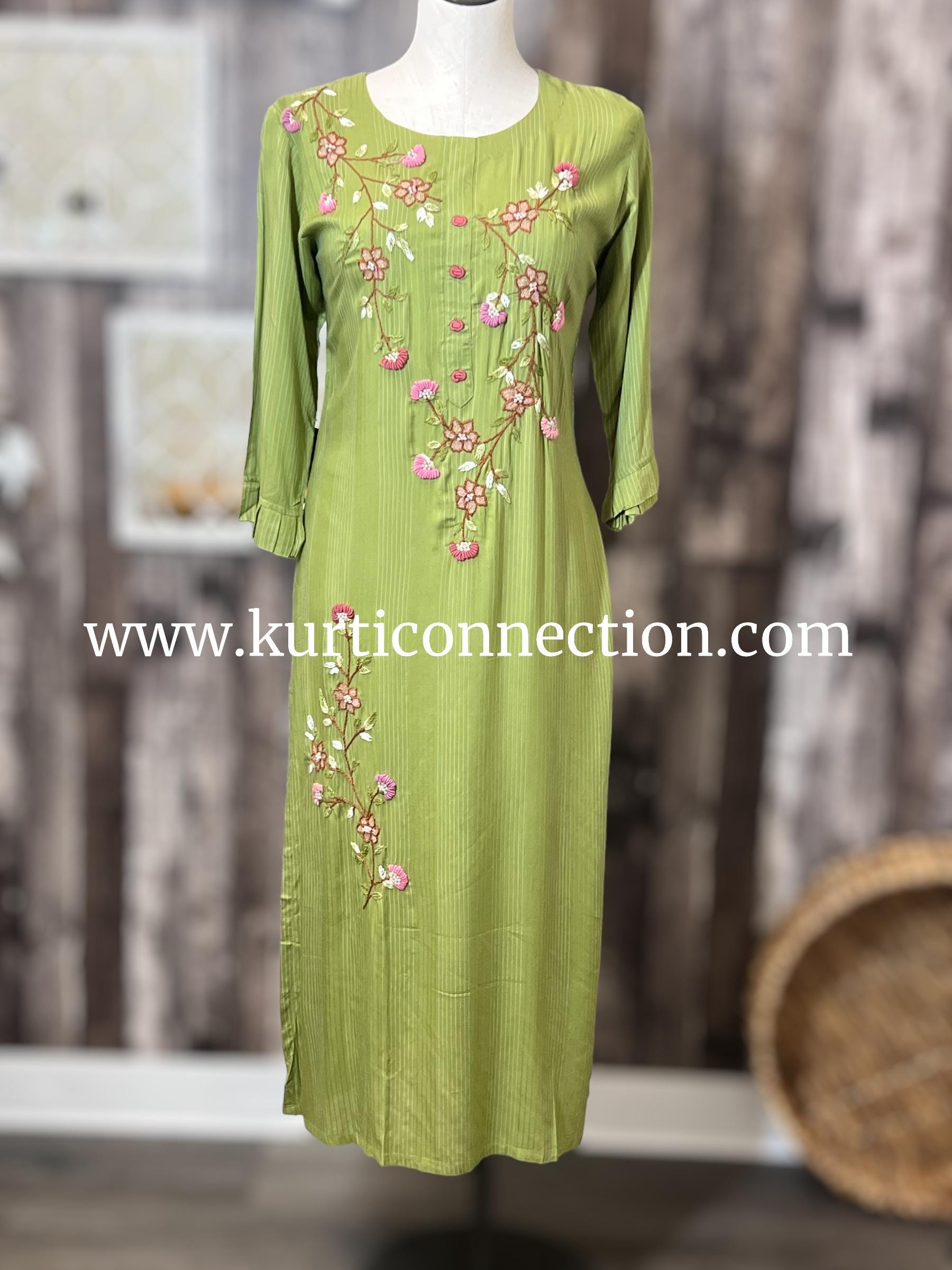 Embroidered cotton kurti - Kurti Connection USA