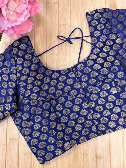 Front hook blouse : Navy blue - Kurti Connection USA