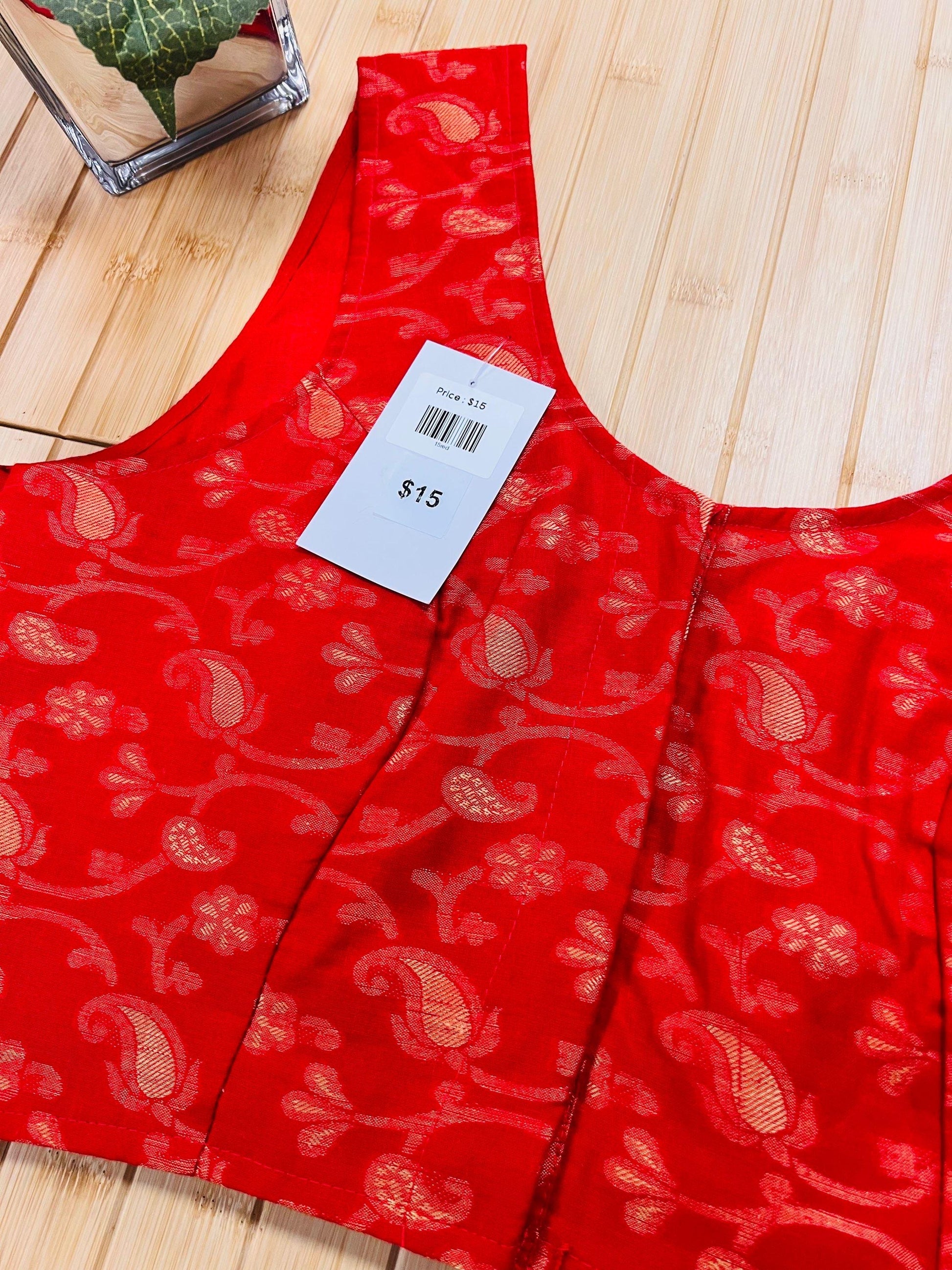 Front hooks blouse : red - Kurti Connection USA
