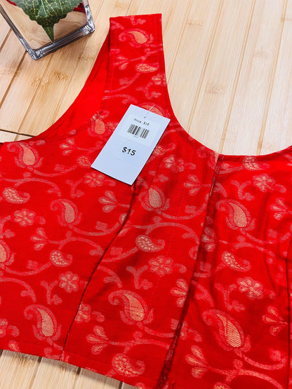 Front hooks blouse : red - Kurti Connection USA