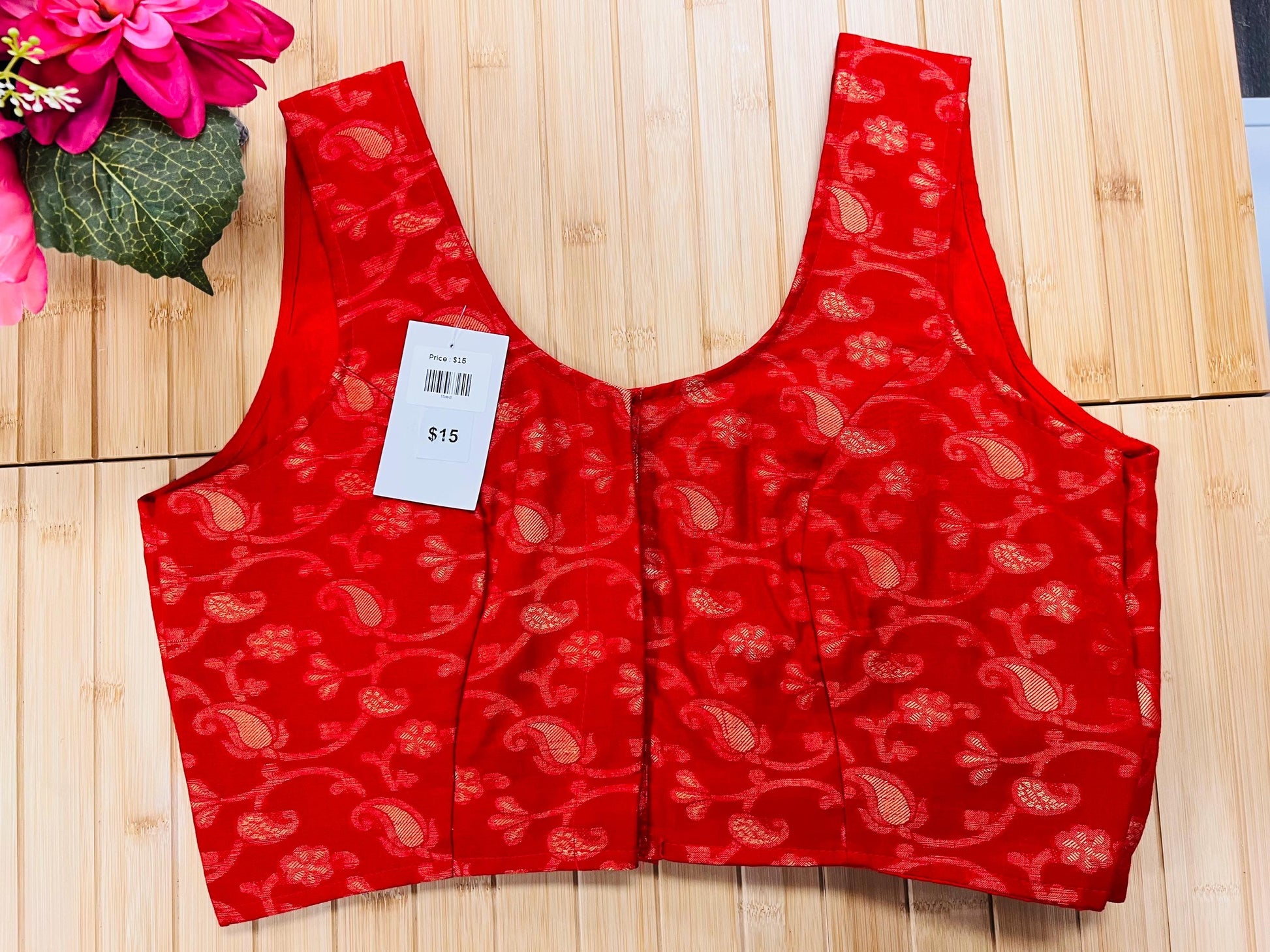 Front hooks blouse : red - Kurti Connection USA