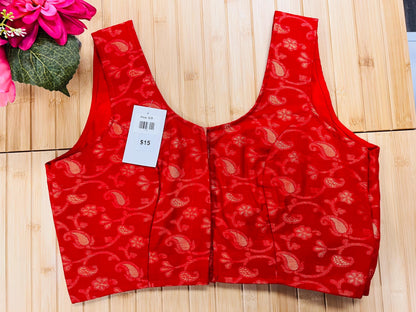 Front hooks blouse : red - Kurti Connection USA